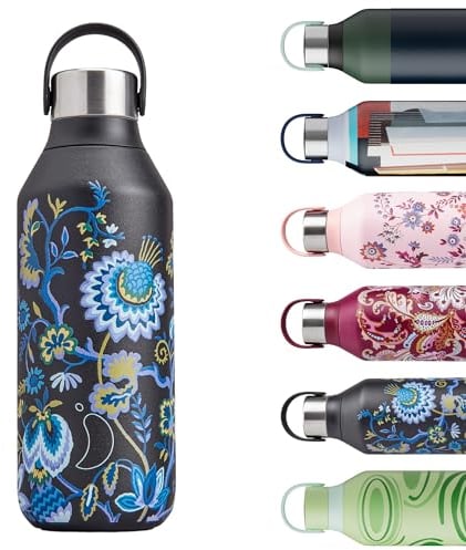 Chilly's Series 2 Water Bottle - Stainless Steel Thermal Bottles with Double Wall Vacuum, Soft Collar & Carry Loop - Liberty - Maelys Vine, 500ml