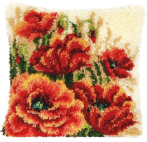 ANALTIRCE Knüpfkissen-Set, Pflanzenblumen-Serie, Stricksets, Kissen, Teppichherstellungsset Für Anfänger, Knüpfhaken-Set Für Anfänger, Erwachsene Oder Kinder, Wie Abgebildet, 17 X 17 Zoll/43 X 43 Cm