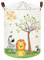 Clastyle Waldtier Kinder Wäschekorb mit Henkel Faltbar Blatt Kleidung Spielzeug Aufbewahrungskorb Jungen Mädchen Aufbewahrungsbox für Babyzimmer Bad, Löwe Elefant, 40 * 50 cm
