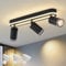 SANSHI Deckenleuchte 3 Flammig LED,Schwenkbar 350°Deckenstrahler,Deckenlampe mit unteres Glühen 27W+3x5W GU10 Spots,Modern Deckenspot Strahler 3000K Warmweiß,Spotlight Lampe für Wohnzimmer,Schwarz