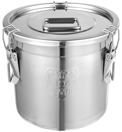 Biusgiyeny 12 L Stainless Steel Storage Box With Lid - Airtight Grain and Cereal Container, Flour Container, Kitchen Bucket