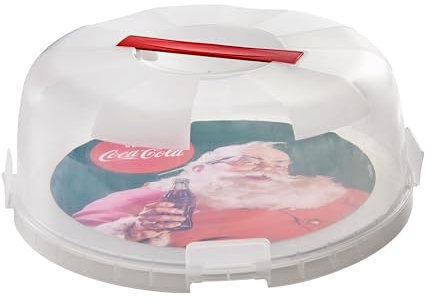Snips, Porta Torta Coca-Cola Vintage, Porta Dolci Natalizio Decoro Coca-Cola Santa Claus Vintage, Porta Dolci con 4 Chiusure di Sicurezza, Diametro 28 cm, Made in Italy