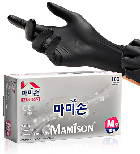 MAMISON Black Nitrile Disposable Gloves, 4 Mil, Food Safe, 100 Ct, Large