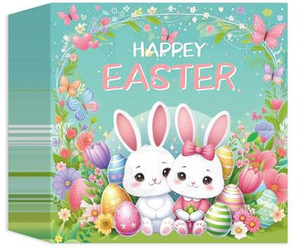 40 Stück servietten ostern,Frühling Hase Servietten Hand wischt Bunny dekorative Servietten für Urlaub Osterpartys Decoupage und Abendessen,33X33cm