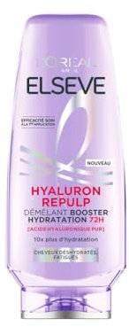 L'Oréal Paris - Démêlant Ré-Hydratant pour Cheveux Déshydratés et Fatigués - Hydratation 72H - Brillance - Souplesse - À l'Acide Hyaluronique - Elseve Hyaluron Repulp - 250 ml