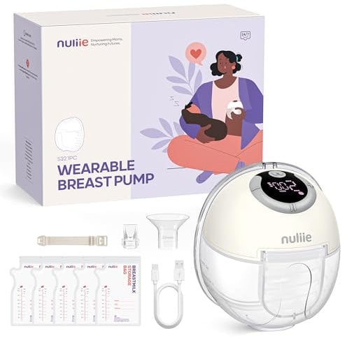 Nuliie Electric Breast Pump Hands-Free JO32, Wearable Portable Breast Pumps 5 Modes 14 Levels, 24MM Comfortable Flange, Replaced Accessories Included (1 Pack, Ghost White)