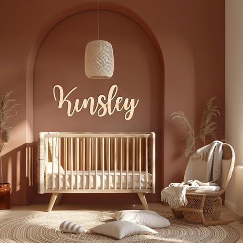Kikone PréNom en Bois Personnalisé,Panneau de Nom en Bois Chambre d'Enfant,Signe de Nom de PéPinièRe DéCoration Murale.