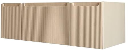 BRIDGE BENO 120 cm Hängeschrank, Schublade & Tür, ultradünn, sanft schließend, geriffelt, für große Bäder – Ohne Waschbecken (Golden Sand)