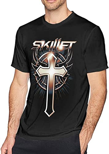 Mens Fashion Skillet Band Tee Black(Large)