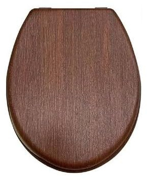Sedile Copriwater Universale in Legno MDF - Tavoletta WC con Cerniere Acciaio Inox, Finitura Effetto Noce/Legno Scuro