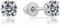 14k White Gold Solitaire Round CZ Stud Earrings in Secure Screw-backs, White Gold Cubic Zirconia
