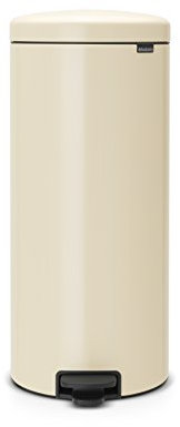 Brabantia NewIcon Pedal Bin 30 L (Almond) Soft-Closure Kitchen Rubbish Bin with Removable Inner Bucket + Free Bin Bags