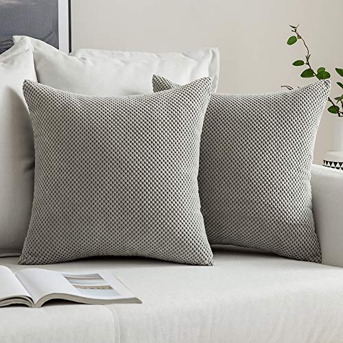 MIULEE 2er Set Kissenbezüge Dekokissen Körnig Dekorativ Kissenbezug Kissenhülle Sofakissen Deko Bezug Weich Zierkissen Kissen für Wohnzimmer Schlafzimmer 45x45cm Hellgrau