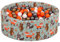 KiddyMoon Rund Bällebad Bällepool 90X30cm/300 Bälle ∅ 7Cm Ballgruben Mit Bunten Bällen Für Babys Spielbad Kleinkinder, Hergestellt In Der EU, Füchse-Grün:Orange/Silbern/Golden/Weiß
