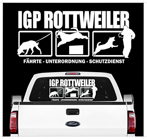 siviwonder Auto Aufkleber IGP HS Rottweiler Autoaufkleber K9 Hundeanhänger ehemals IPO Hundesport Hundemotiv weiß