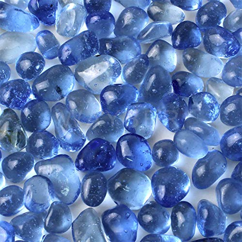 WAYBER Glassteine, 0,5 kg/460 g, unregelmäßige Meerglas-Kiesel, ungiftig, künstliche Edelsteine für Vasenfüller/Terrarien-Aquarium-Schildkröten-Aquarium-Dekoration/handgefertigtes Kunstwerk, Hellblau