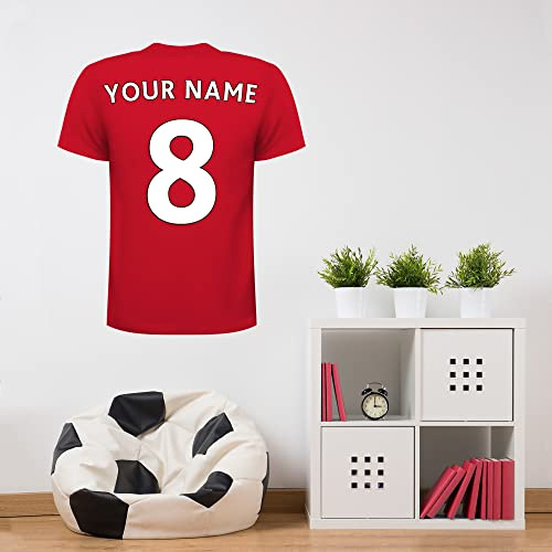 Wandtattoo Fußballtrikot personalisierbar Name Nummer Farbe Aufkleber Kunst Kinderzimmer Geschenk (60 cm Höhe x 50 cm Breite)