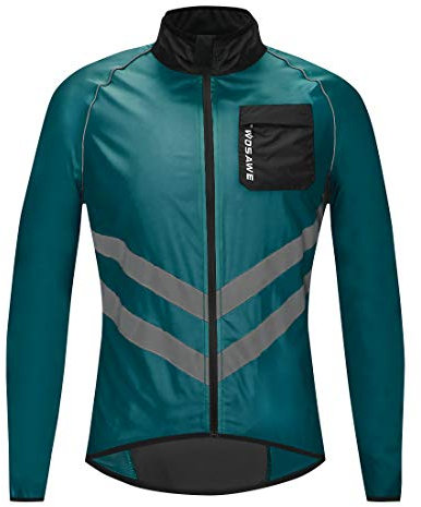 WOSAWE Veste Haute visibilité Hommes Coupe-Vent Ultraléger Respirant Gilet Réfléchissant avec Poches pour Course à Pied ou Vélo (BL218 Navy M)