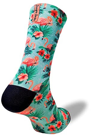 Jungle Socks Lustige Bunte Lange Sportsocken für Männer und Frauen für CrossFit, Radfahren, Straße, Wandern, Laufen, Fitnessstudio - Lange Radsocken, MTB, Radsocken, Rennrad. EU 39-42