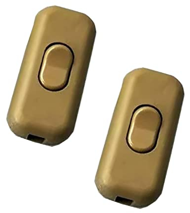 Lot de 2 interrupteurs intermédiaires à cordon – 2-3 broches 6 A 250 V – Interrupteur intermédiaire à bascule, interrupteur d'alimentation, interrupteur à câble, interrupteur | Doré