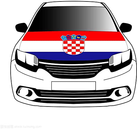 Flaggen Motorhaubenabdeckung,Rot Und Weiß Karierte Geometrische Kroatische Motorhaube Banner,Mann Slip-On Waschbar Super Elastisch Wetterfester Stoff,Nicht Klebendes Banner 3.3X5 Ft Passend Für
