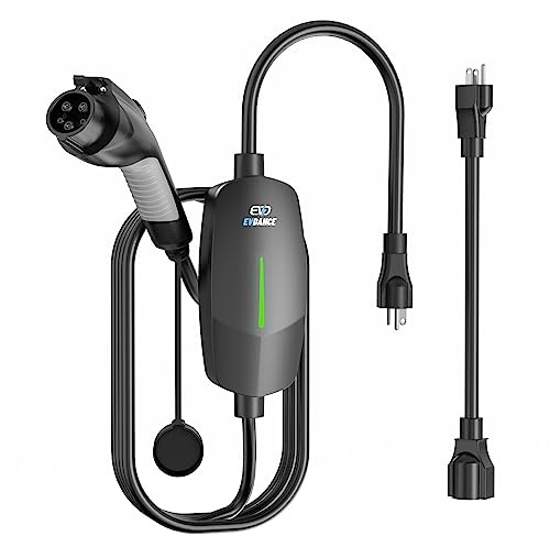 EVDANCE Level 1&2 EV Charger, Electric Vehicle Portable Charger with 25FT Cable, ETL Listed J1772 EVSE for All EVs & PHEVs, 12A 120V/16A 240V(Black, 16A Max | NEMA 5-15&6-20(Standard Home Plug))