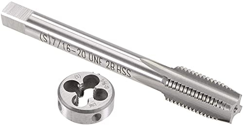 XYWHPGV Jeu de tarauds et filières 7/16-20 UNF, taraud à filetage machine HSS avec filière à filetage rond, côté droit(b18c0 9aace a6ffd 61b6b 83854 c26a1