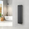 EMKE Radiatore piccolo 900 x 240 mm, ovale a pannello, attacco centrale, verticale, design, radiatore tubolare, monostrato, antracite, 266 Watt
