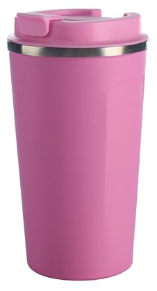 DECOR QIDIAN Taza de Café 380mL, Termo Cafe Aislamiento de Doble Pared para Llevar, Acero Inoxidable, Reutilizables, Taza de Coche para Café Caliente y Frío, Leche y Té. (Rosa, 380ML)