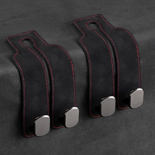2 stücke Auto Lagerung Haken, Autositz Doppelhaken Rückenhaken, Leder Aufbewahrungshaken Auto, Universal Auto Haken, Kopfstütze Kleiderbügel Handtaschenhalter Taschenhaken (Schwarz)