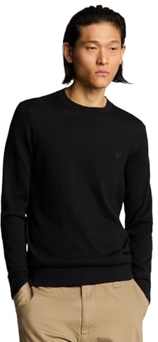 Lyle & Scott Mid Knits Tonal Superfine Crew Neck Jumper Z865 Jet Black, XL