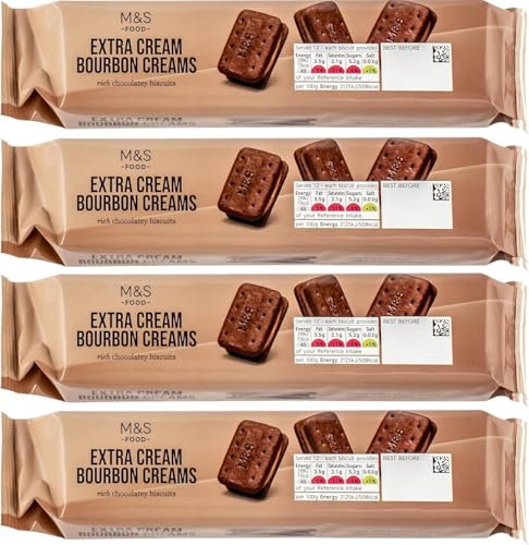 M&S Extra Cream Bourbon Creams, Rich Chocolatey Biscuits, 175g, Pack of 4X