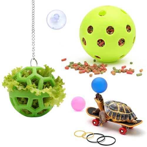 7Pcs Turtle Feeder Ball, Tortoise Treat Ball & Foraging Enrichment Toys