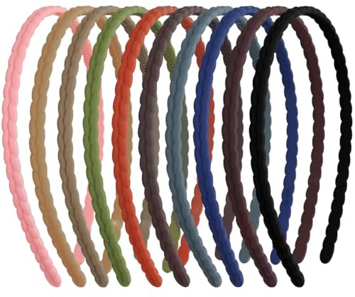 JYXNU 10 Pezzi Cerchietti per Capelli, Cerchietti Semplici Fasce per Capelli Denti Fasce per Capelli Sottili Cerchietti Colorato Antiscivolo Cerchietto per capelli in plastica per Donne e Ragazze