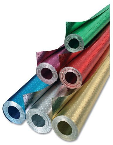 folia R 22 ST - Alufolie auf Rolle, doppelseitig kaschiert, mit festlicher Sternchenprägung, ca. 50 cm x 10 m, rot / rot - ideal zum Basteln und Verpacken