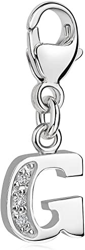Materia Buchstabe G Anhänger Silber 925 mit 3 Zirkonia - Alphabet Charms C57