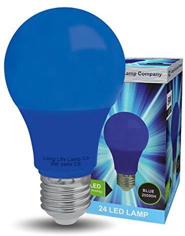 Bright 5w LED Coloured GLS Light Bulb Blue E27 Edison Screw Fitting