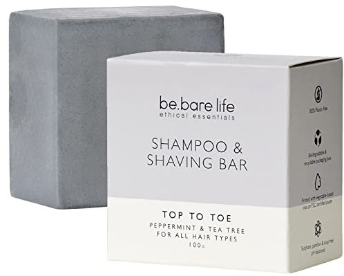BeBare PEPPERMINT & TEA TREE SHAMPOO & SHAVING BAR FOR ALL HAIR TYPES