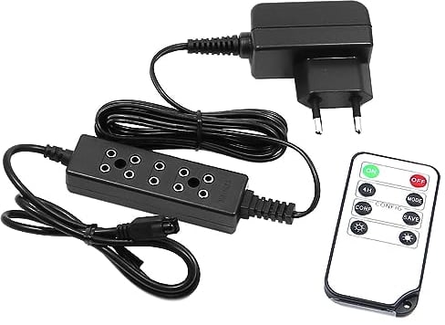 WITTKOWARE Zubehör zur Krippen-/Puppenstuben-Elektrifizierung (Netzteil für Ruhe- & Flackerlicht, mit Fernbedienung & 5-fach Verteilerbox)