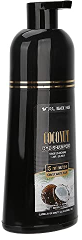 Haarfärbe-Shampoo, 500ml Farb-Shampoo mit 4 Handschuhen, Kokos-Ingwer-Shampoo Fast Black Hair Hair Dye Coloring Nährendes Shampoo