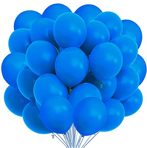 Songjum 100 Stück Latex Ballons Blau Matt Blaue Ballons Latexballons 30cm / 12 Zoll für Party Geburtstag Hochzeit Graduierung Jubiläums Feiern Babyparty Deko
