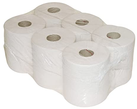 BOVE Lot de 6 rouleaux de papier essuie-main Midi - Enrouleur intérieur et extérieur - 20 cm - 1 épaisseur - Naturel - 270 m