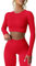 MAYROUND Workout Outfits für Frauen 2 Stück Gerippte Langarm Crop Top mit hoher Taille Yoga Leggings Sets