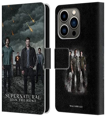 Head Case Designs Offizielle Supernatural Staffel 12 Gruppe Schluessel Kunst Leder-Wallet-Hülle Kompatibel mit Apple iPhone 14 Pro