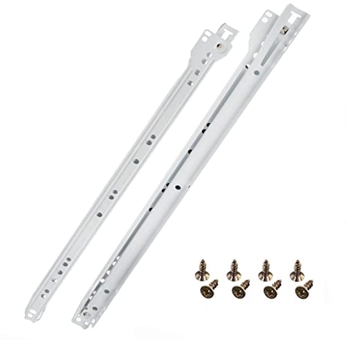 HELPMATE Rollschubführung 450 mm 1 Paar 2er Set Schiene Schubladenschiene Schubladenauszug Schienensystem Schublade Teilauszug weiß inkl. Befestifungsmaterial
