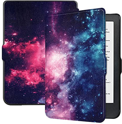 SATURCASE Étui pour Kobo Clara HD, beau cuir PU Flip Folio Ultra mince Léger Housse de protection avec fonction veille/réveil automatique (KN-6)