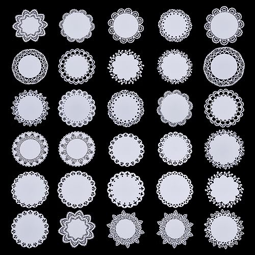 GORGECRAFT 30Stk Dekorative Spitzenpapiere 20 Stile Runde Spitzen-Tischdeckchen 4 Zoll Blumen Blätter Muster Rand Spitzen-Scrapbook-Papiere Für Karten Fotorahmen Alben Scrapbooking DIY-Bastelarbeiten