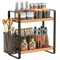 LEMIKKLE 2 Tier Spice Rack - Kitchen Storage & Organisation with Basket, Suitable for Coffee Station Organizer, Kitchen Organizer