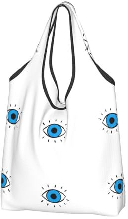 Jmorco Evil Eye Große wiederverwendbare faltbare Damen-Einkaufstasche Eco Tote Handtasche faltbar Shopper Tasche, Böses Auge, Einheitsgröße