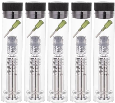 OLYCRAFT 5 Sets Wiederverwendbare Glasspritze 1ml Glas Luer Haustierspritze Mit Luer Locks Und Stumpfen Spitzen Glas Dosierspritzen Für Industrie Oder Laborflüssigkeiten Oder Haustierfütterung